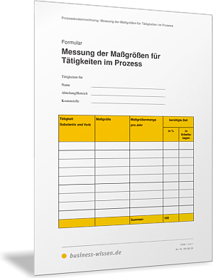 Messung der Maßgrößen für Tätigkeiten im Prozess