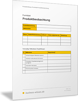 Formular für die Produktbeobachtung