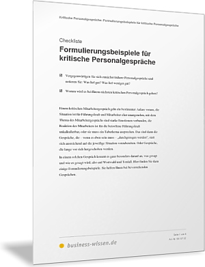 Formulierungsbeispiele für kritische Personalgespräche
