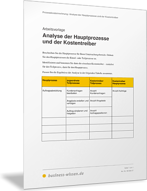 Analyse der Hauptprozesse und der Kostentreiber