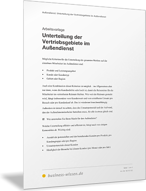 Absatzgebiet für den Außendienst unterteilen