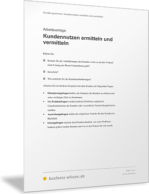 Kundennutzen für das Schreiben des Angebots ermitteln und vermitteln