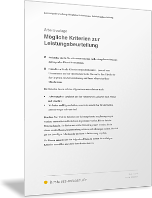 Kriterien zur Leistungsbeurteilung von Mitarbeitern
