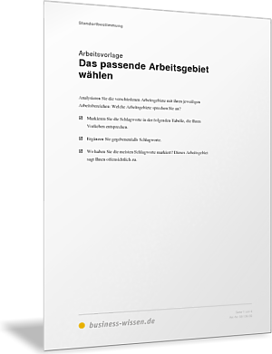 Das passende Arbeitsgebiet wählen