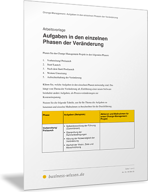 Aufgaben in den einzelnen Phasen der Veränderung