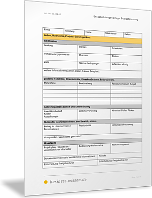 Entscheidungsvorlage für die Budgetplanung