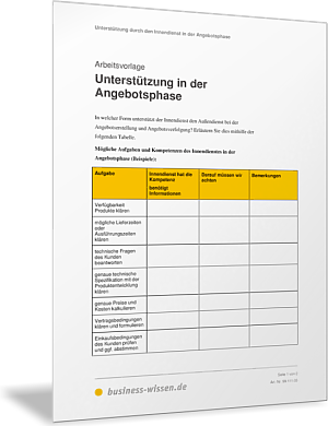 Unterstützung in der Angebotsphase