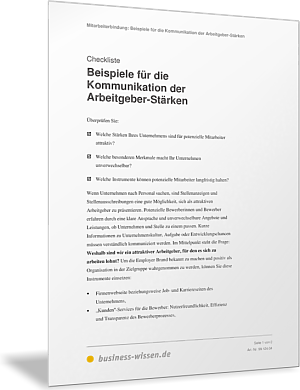 Beispiele für die Kommunikation der Arbeitgeber-Stärken