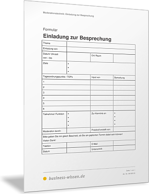 Einladung für Besprechungen und Meetings