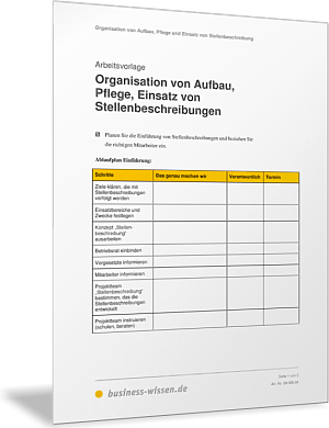 Organisation Aufbau, Pflege, Einsatz von Stellenbeschreibungen