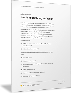 Kundenbeziehung aufbauen und pflegen - Aktionsplan