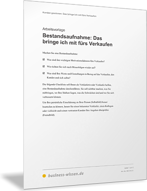 Bestandsaufnahme: Das bringe ich mit fürs Verkaufen