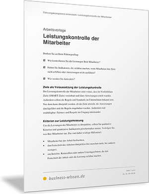 Leistungskontrolle der Mitarbeiter