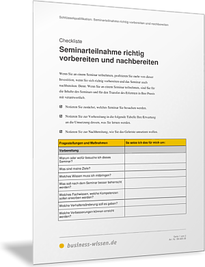 Seminarteilnahme richtig vorbereiten und nachbereiten