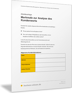 Merkmale zur Analyse des Kundenwerts