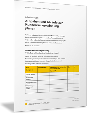 Aufgaben und Abläufe zur Kundenrückgewinnung planen