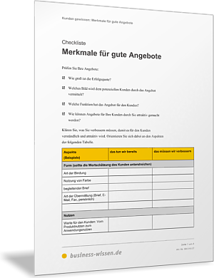 Merkmale für gute Angebote