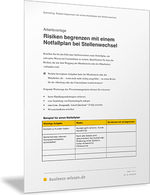 Risiken begrenzen mit einem Notfallplan bei Stellenwechsel