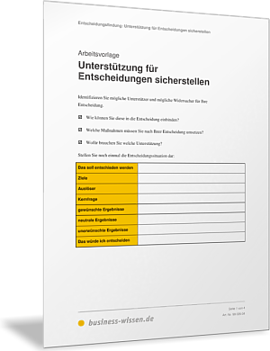 Unterstützung für Entscheidungen sicherstellen