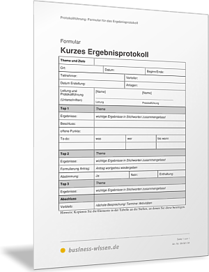 Kurzes Ergebnisprotokoll erstellen
