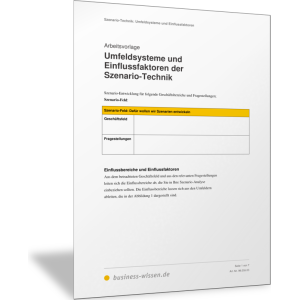 Umfeldsysteme, Einflussbereiche, Einflussfaktoren und Schlüsselfaktoren der Szenario-Technik