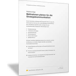 Maßnahmen planen für die Strategiekommunikation