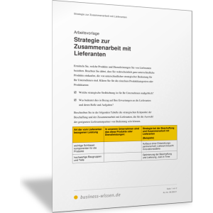 Strategie zur Zusammenarbeit mit Lieferanten