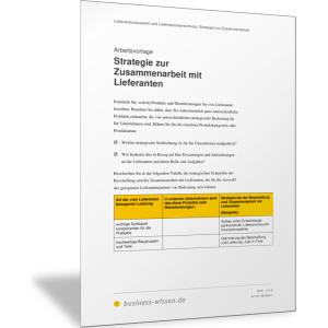 Strategie zur Zusammenarbeit mit Lieferanten