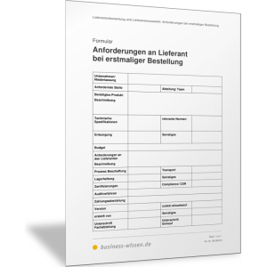 Anforderungen an Lieferant bei erstmaliger Bestellung
