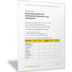 Zusammenarbeit mit Lieferanten bewerten und verbessern