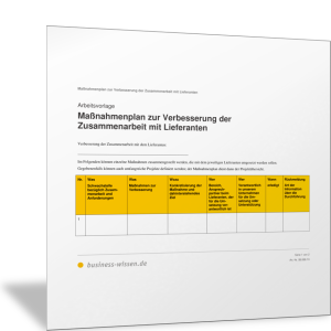 Maßnahmenplan zur Verbesserung der Zusammenarbeit mit Lieferanten