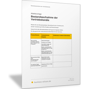 Bestandsaufnahme der Vertriebskanäle