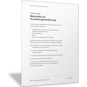 Merkmale zur Kundensegmentierung