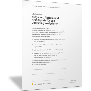 Aufgaben, Abläufe und Arbeitsplatz für das Debriefing analysieren