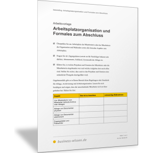 Arbeitsplatzorganisation und Formales beim Ausscheiden des Mitarbeiters