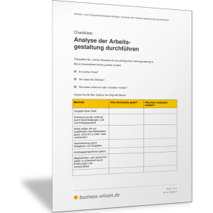 Analyse der Arbeitsgestaltung durchführen