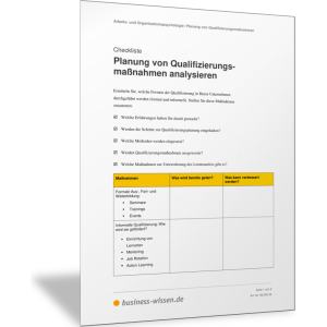Planung von Qualifizierungsmaßnahmen analysieren