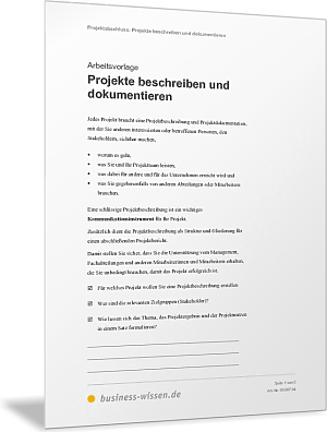 Projekte beschreiben und dokumentieren