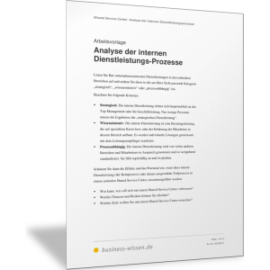 Analyse der internen Dienstleistungsprozesse