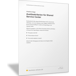 Auslösekriterien für Shared Service Center