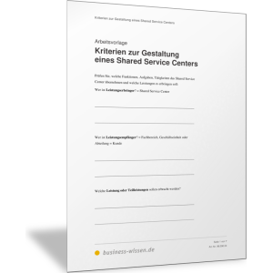 Kriterien zur Gestaltung eines Shared Service Centers