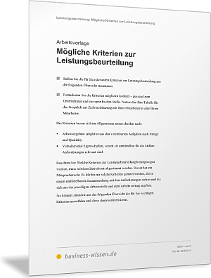 Kriterien zur Leistungsbeurteilung von Mitarbeitern