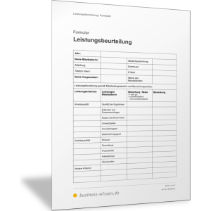Formular zur Dokumentation der Leistungsbeurteilung beim Mitarbeitergespräch