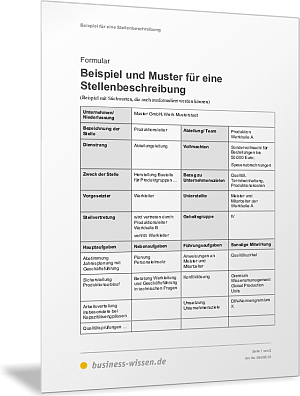 Beispiel und Muster für eine Stellenbeschreibung