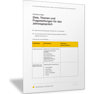 Ziele, Themen und Fragestellungen für Jahresgespräche mit Key Account Kunden