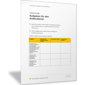 Aufgaben für den Außendienst