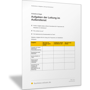 Aufgaben der Außendienstleitung