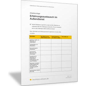 Erfahrungsaustausch im Außendienst