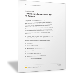 Texte schreiben mithilfe der W-Fragen