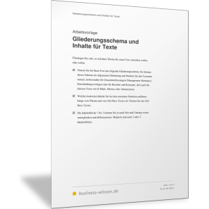 Gliederungsschema und Inhalte für Texte